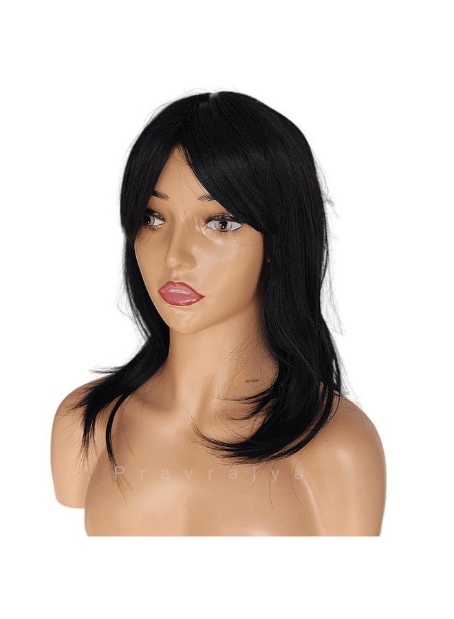 برافراجيا باروكة شعر نسائية كاملة الرأس مقاس 21-23 بوصة مع شعر مستعار طبيعي المظهر للأزياء التنكرية/الحفلة/عيد الميلاد (Wig-P8111-2_Black) - Image 2