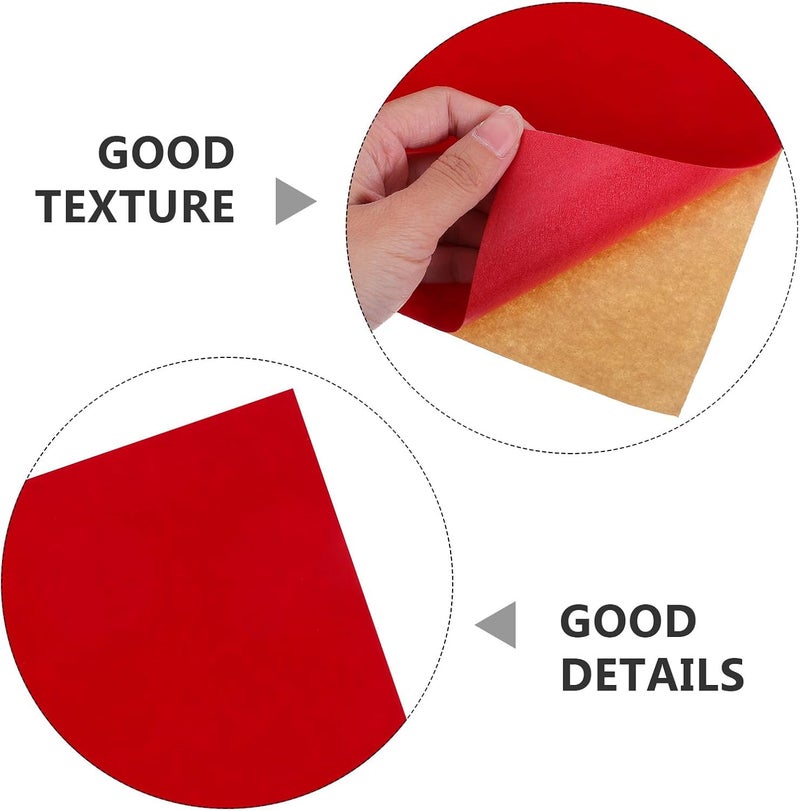 10pcs A4 Self Adhesive Velvet Felt Sheets Red for Jewelry Box Lining and Drawer Protection DIY Craft Fabric - Image 3