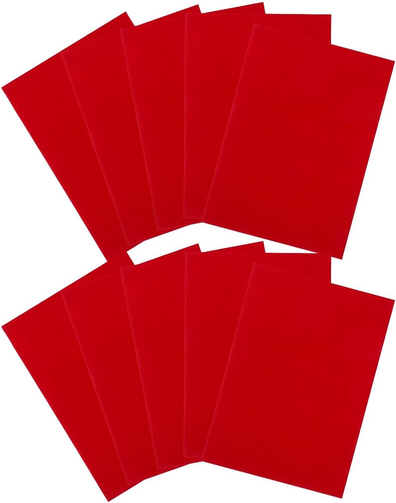 10pcs A4 Self Adhesive Velvet Felt Sheets Red for Jewelry Box Lining and Drawer Protection DIY Craft Fabric - Image 1