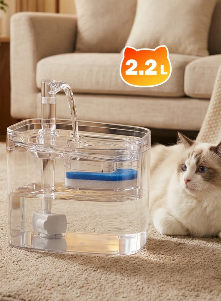لابيت موزع مياه الحيوانات الأليفة الأوتوماتيكي سعة 2.2 لتر، موزع مياه القطط الذكي مع فلتر صنبور - Image 1