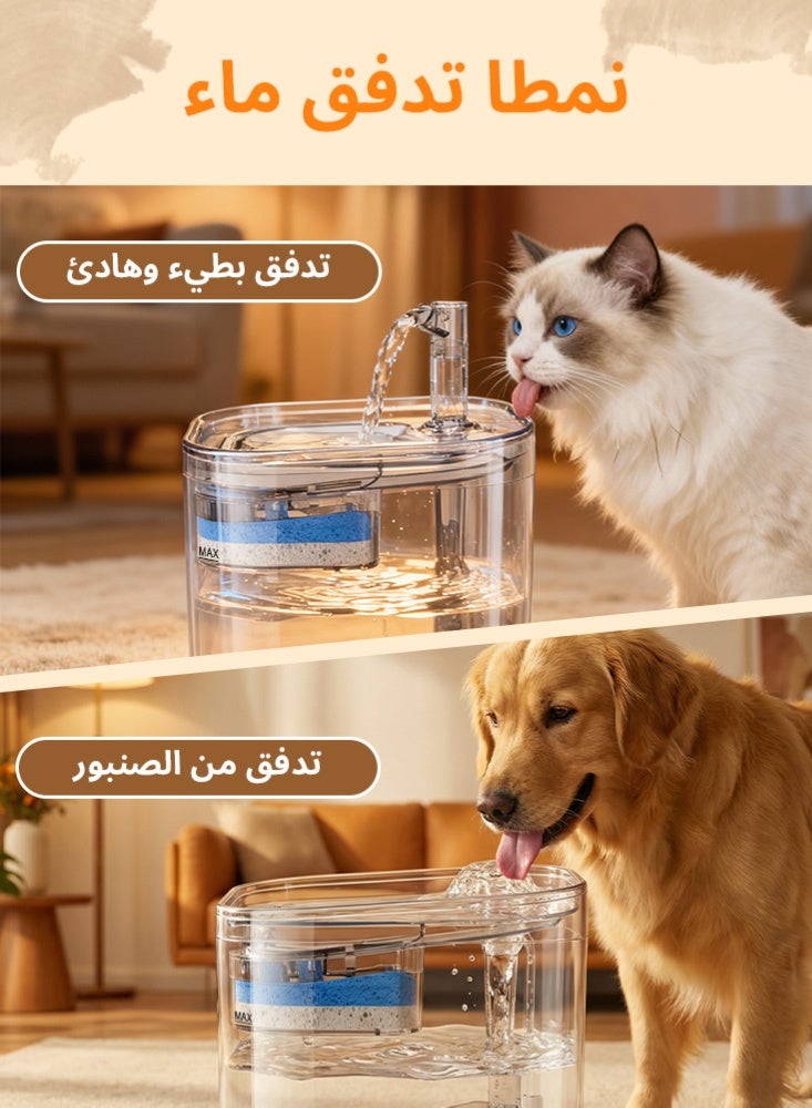 لابيت موزع مياه الحيوانات الأليفة الأوتوماتيكي سعة 2.2 لتر، موزع مياه القطط الذكي مع فلتر صنبور - Image 5