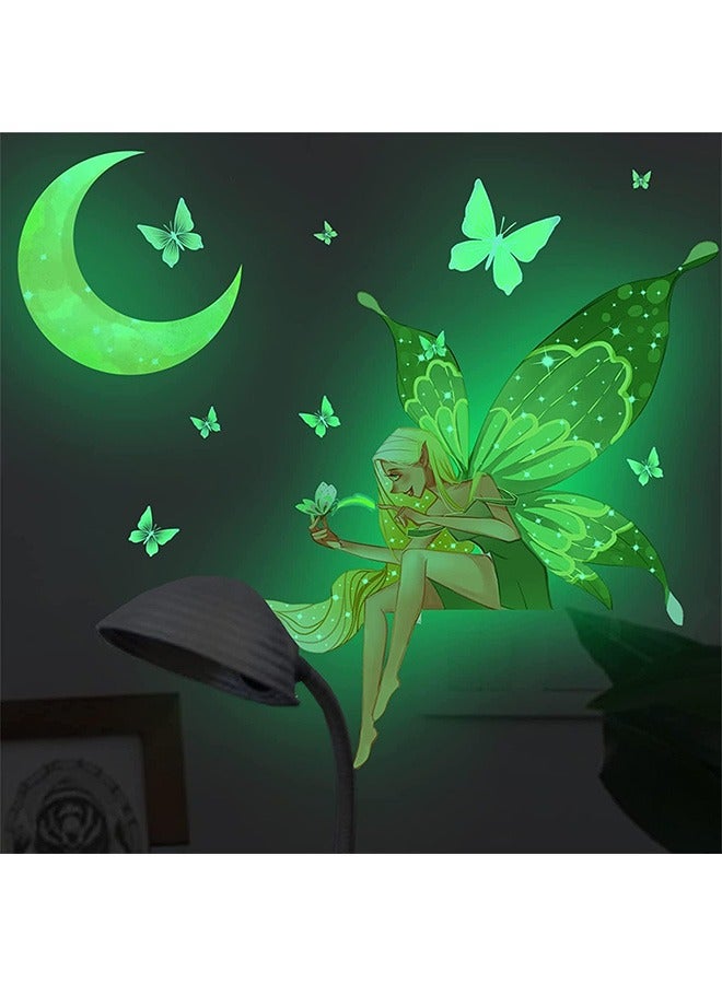 erfly Fairy Luminous Wall Decal Sticker, Cartoon Princess Switch Decorative Sticker, Lovely Light Switch Wall Sticker (Green) - Image 5