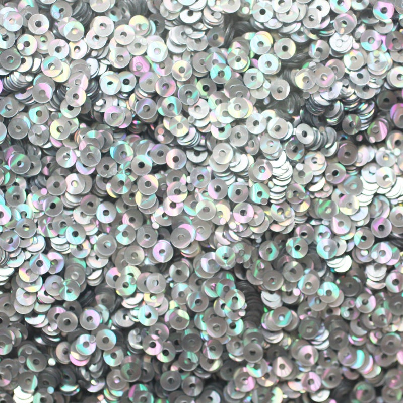 SequinExplosion 3mm Flat Round SEQUIN PAILLETTES  SILVER PRISM MULTI Reflective METALLIC  Loose sequins for embroi 