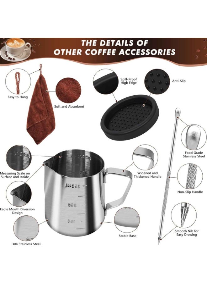 10pcs,Espresso Accessories Kit, Espresso Tamper Kit Coffee Tamper Set,51mm Espresso Tamper and WDT Tool, Espresso Dosing Funnel, Milk Frother Pitcher, Espresso Accessories for Barista Home Office - Image 3