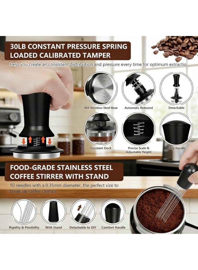 10pcs,Espresso Accessories Kit, Espresso Tamper Kit Coffee Tamper Set,51mm Espresso Tamper and WDT Tool, Espresso Dosing Funnel, Milk Frother Pitcher, Espresso Accessories for Barista Home Office - Image 4