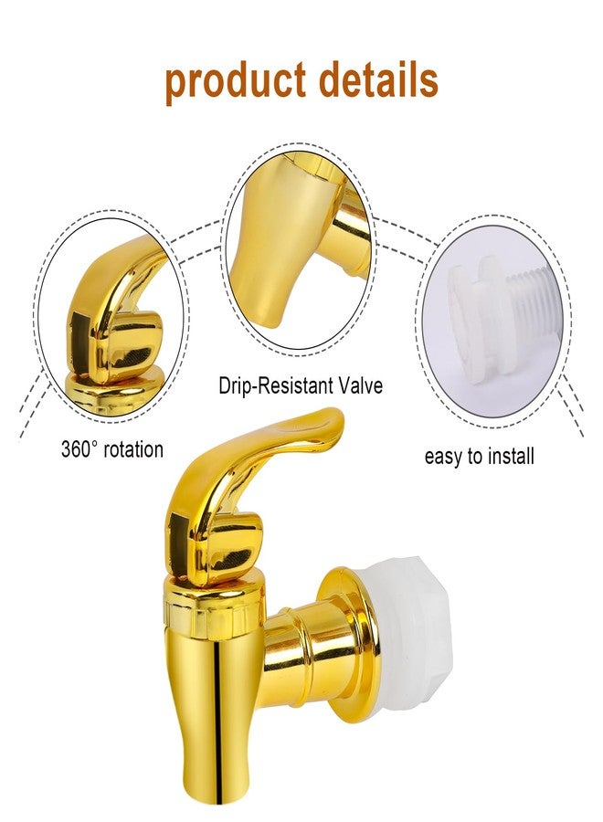 Sliverdew Spigot for Beverage Dispenser, 2 Pack Gold Spout for Drink Dispenser, Push Style Faucet for Beverage Dispenser Spigot Replacement Glass Water Dispenser Spout - Image 2