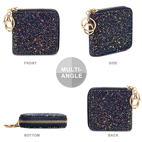 GEEAD Small Glitter Wallet for Women Girls Mini Coin Purse Pouches with Key Ring for Christmas - Image 4