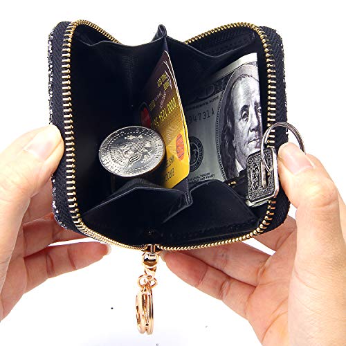 GEEAD Small Glitter Wallet for Women Girls Mini Coin Purse Pouches with Key Ring for Christmas - Image 2