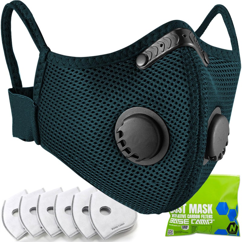 BASE CAMP Family Pack Dust Mask, Breathable Reusable Respirator Mask with 6 Activated Carbon Filters(Dark Tiber) - Image 1