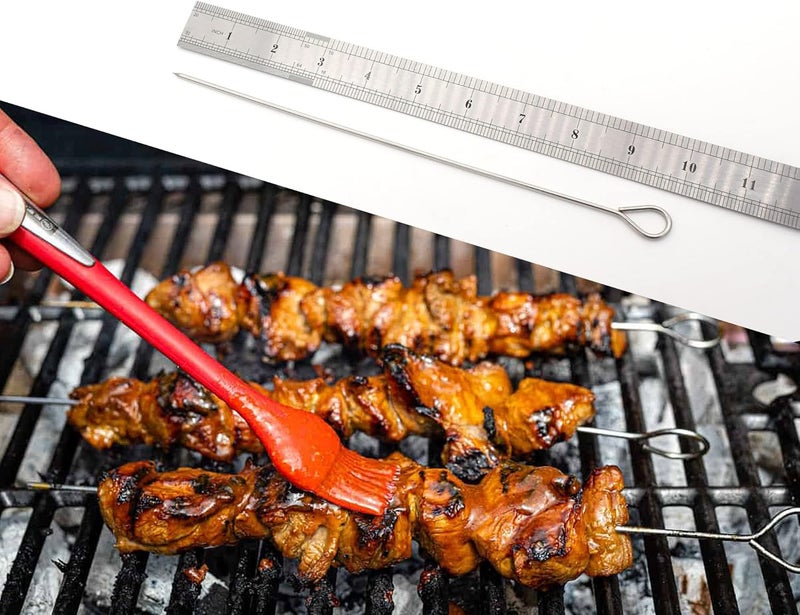 HONSHEN 30 Pack 10 Inch Metal Barbecue Skewers, Stainless Steel BBQ Skewers, Shish Kebab Kabob Skewers (BBQ 10Inch-30p) - Image 5