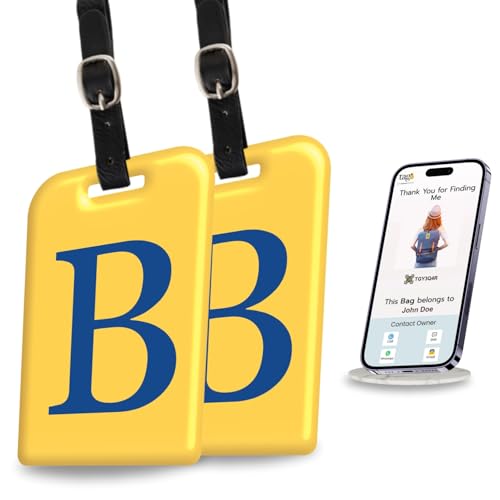 tag8 2 Pack Luggage Tags for Suitcases 26 Initial Letter Travel Luggage Baggage Identification Labels ID Tag with Global Loss Recovery Service Airline Compliant SITA World Tracer Code Enabled B - Image 1