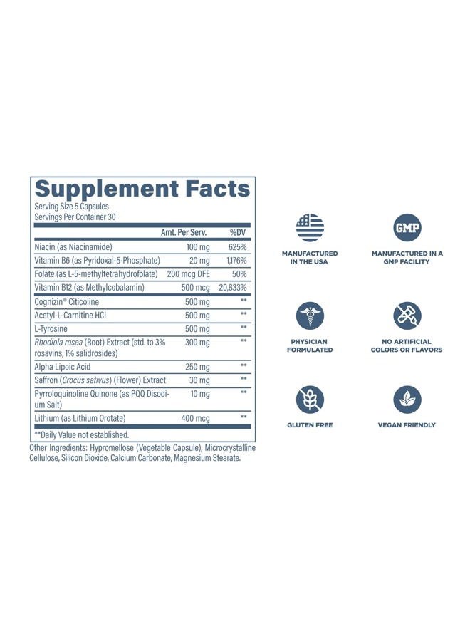 Revive MD Brain Supplements for Memory and Focus, Brain Plus, 150 Capsules - Stimulant Free Natural Supplement with No Fillers Supports Cognitive Function, Memory & Focus - Vegan, Gluten & Soy Free - Image 5