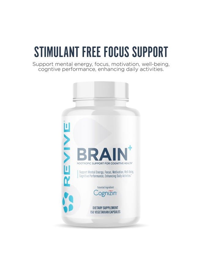 Revive MD Brain Supplements for Memory and Focus, Brain Plus, 150 Capsules - Stimulant Free Natural Supplement with No Fillers Supports Cognitive Function, Memory & Focus - Vegan, Gluten & Soy Free - Image 2