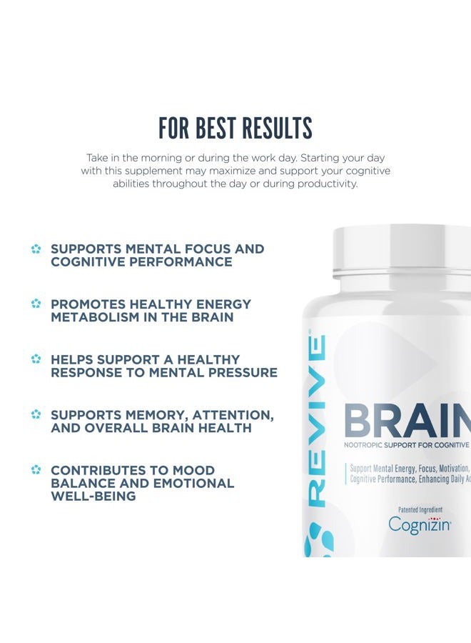 Revive MD Brain Supplements for Memory and Focus, Brain Plus, 150 Capsules - Stimulant Free Natural Supplement with No Fillers Supports Cognitive Function, Memory & Focus - Vegan, Gluten & Soy Free - Image 4