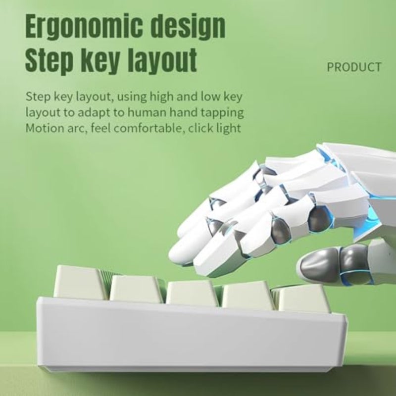 60% Wired Gaming Keyboard, 68 Keys RGB Backlit Compact Gaming Keyboard for PC Laptop, Multimedia Keys Mechanical Key Board for Travel, Business Trip, Easy to Carry White Green Color Block - Image 2