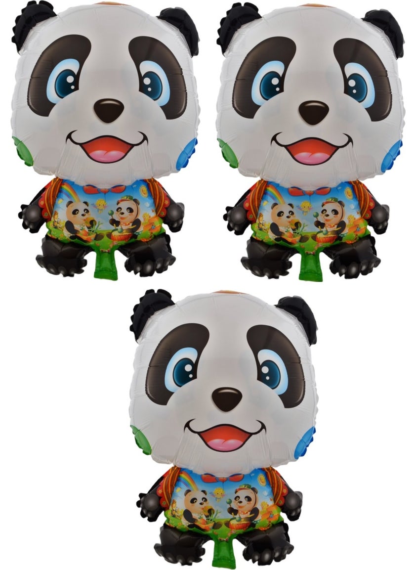 Hit Dükkan Cheerful Panda 3 Pieces Large Size 41CMX60CM Foil Balloon (Helium) No:19 