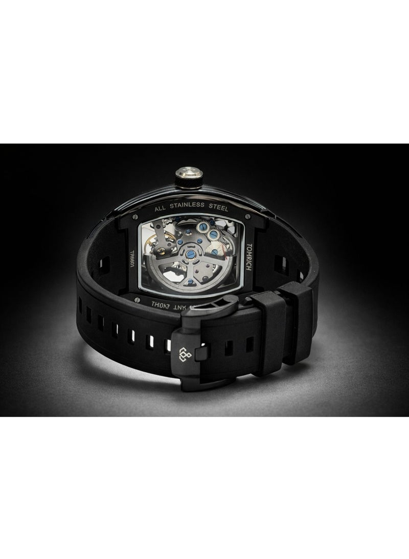 TOMRICH Phantom Skeleton Automatic Watch for Men – Luxury Tonneau Dial, Black Silicone Strap, Stainless Steel Case, 3ATM Water Resistant - Image 5