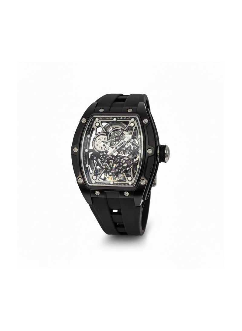 TOMRICH Phantom Skeleton Automatic Watch for Men – Luxury Tonneau Dial, Black Silicone Strap, Stainless Steel Case, 3ATM Water Resistant - Image 2