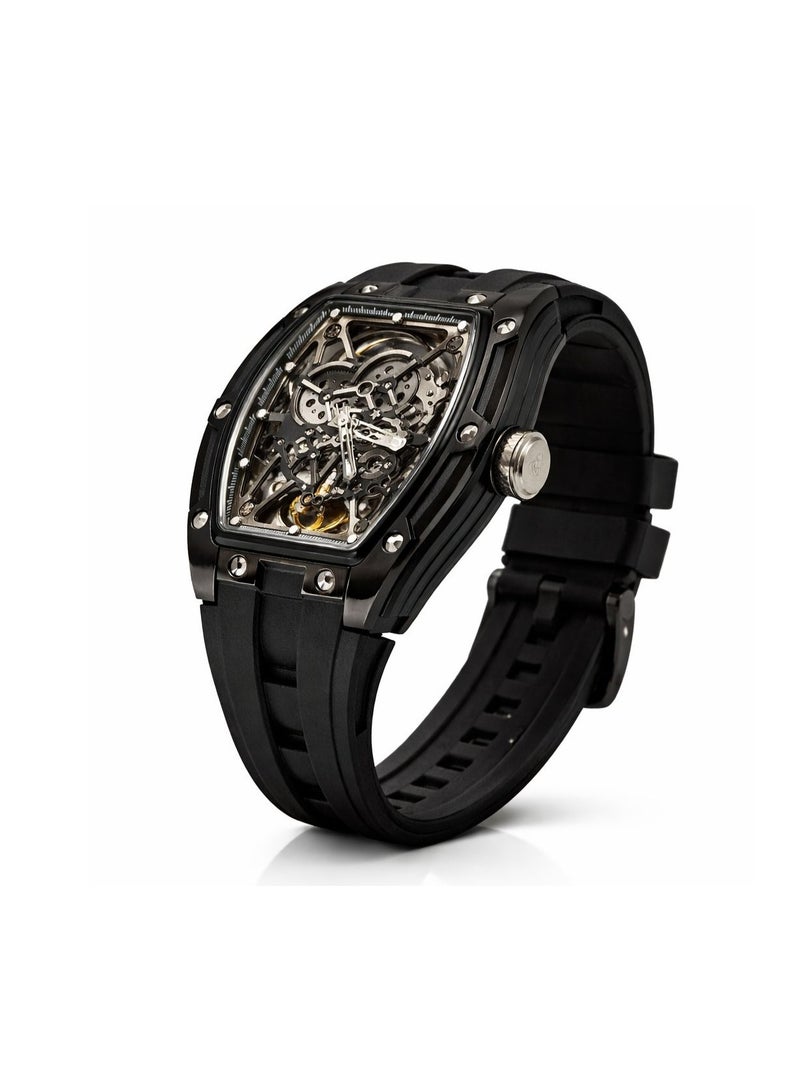 TOMRICH Phantom Skeleton Automatic Watch for Men – Luxury Tonneau Dial, Black Silicone Strap, Stainless Steel Case, 3ATM Water Resistant - Image 3