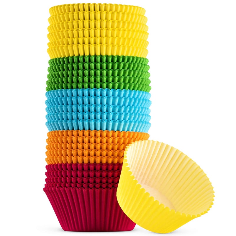 Green Direct Cupcake Liners Standard Size Cupcake Wrappers to use for Pans or carrier or on stand Multi bright Colors Blue Pink Yellow Green Orange Paper Baking Cups Pack of 500
