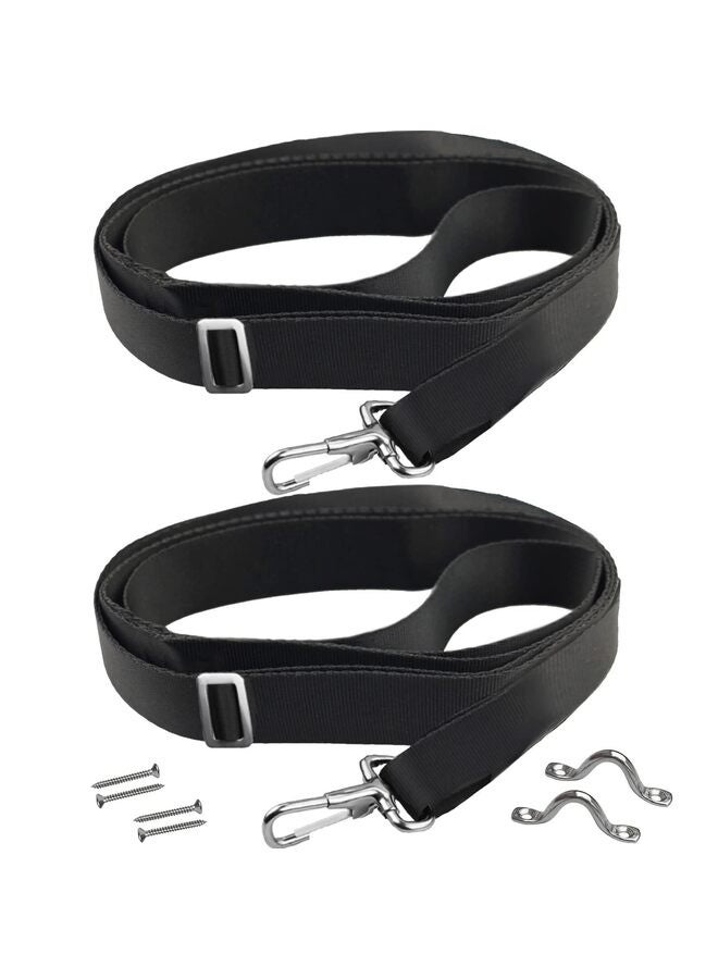 Generic 2Pack Bimini Boat Top Straps, Heavy Duty Adjustable Straps with Hooks 28"~60" Marine Webbing Boat Canopy Straps w/ 2 Stainless Steel Pad Eye Straps  - Image 1