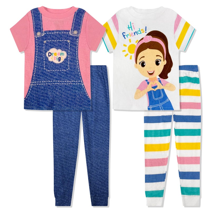 Ms. Rachel Kids Pajama Set - 2 Piece Cozy Girls Boys Pjs, Short Sleeve & Shorts Matching For Toddler Kids - Official Product, Pink White, 12 months - Image 1