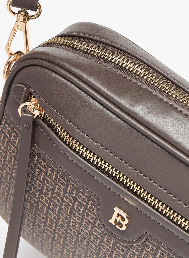 Flora Bella By Shoexpress Monogram Print Crossbody Bag with Detachable Strap