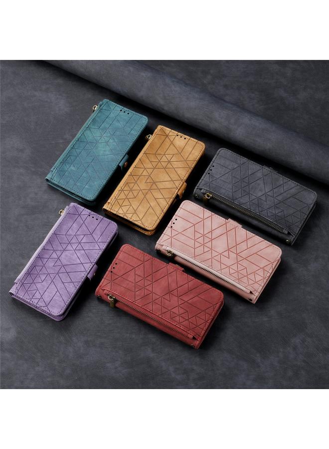 إيروريكس جراب لهاتف Xiaomi Redmi 14C، جراب هاتف جلدي بتصميم هندسي مزود بسحاب ومشبك جانبي - Image 5