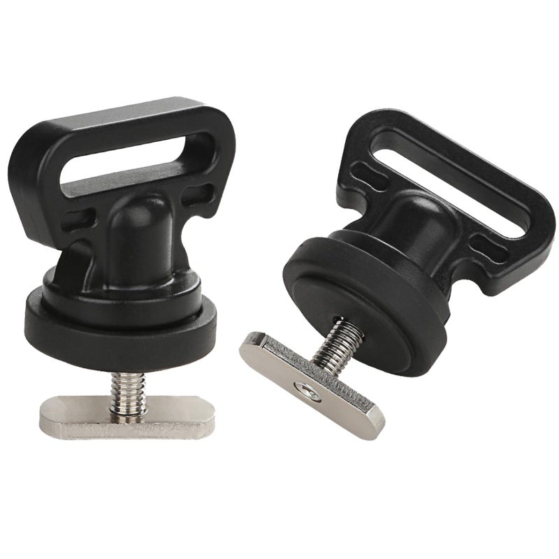 Atader Tie Downs for Kayak Track Mount, Track Mount Vertical Tie Downs for Securing Cooler, Crate and Other Kayak Accessories to Track, 2 Pcs, Black - Image 1