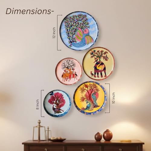 RITUALISTIC Gondh Wall Plates for home decoration | Wall decor items for living room | Metal Wall décor | Gift items | wall art | wall showpiece|Home Décor Gift Items | Set of 5 plates - Image 2