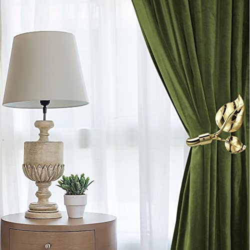 HIKMLK Leaf Shaped Curtain Holdbacks 2pcs, Handmade Metal Curtain Side Holders for Wall, Bright Gold Curtain Tieback Hook Pull Backs for Drapes Window Home Decoration (Gold) - Image 5