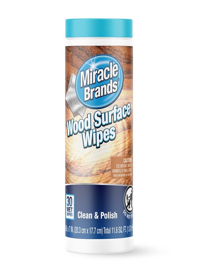 MiracleWipes مناديل المعجزة للأسطح الخشبية، تزيل الأوساخ وتراكم الأوساخ، تنظف، تحمي، وتلمع الخزائن، الأثاث، والأرضيات الخشبية، رائعة لتنظيف المطبخ والحمام - 30 قطعة - Image 1