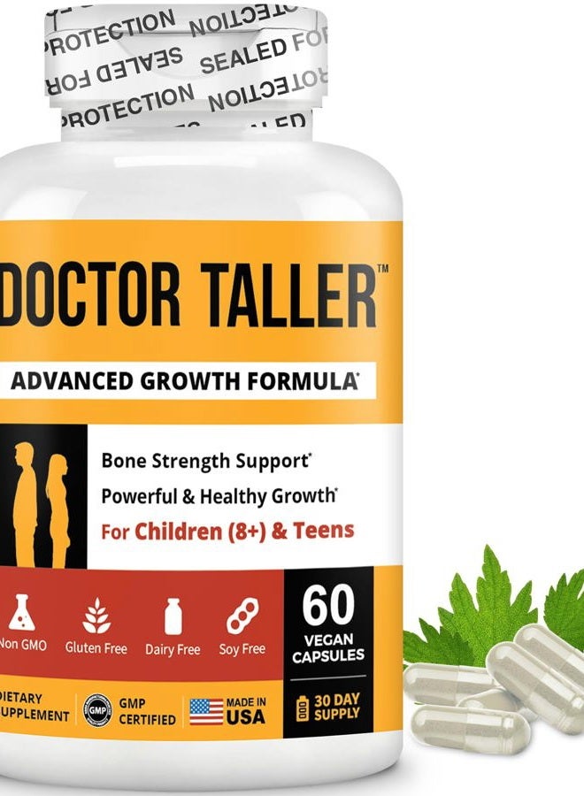 NuBest Doctor Taller - Bone Strength Supports, Enhance Immune System - Keto with Calcium, Vitamin D3, Vitamin K2, Amino Acids & Herbs for Children (8+) - 60 Vegan Capsules | 1 Month Supply - Image 1