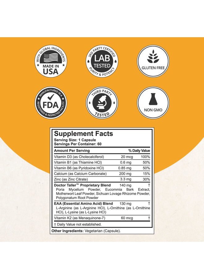 NuBest Doctor Taller - Bone Strength Supports, Enhance Immune System - Keto with Calcium, Vitamin D3, Vitamin K2, Amino Acids & Herbs for Children (8+) - 60 Vegan Capsules | 1 Month Supply - Image 3