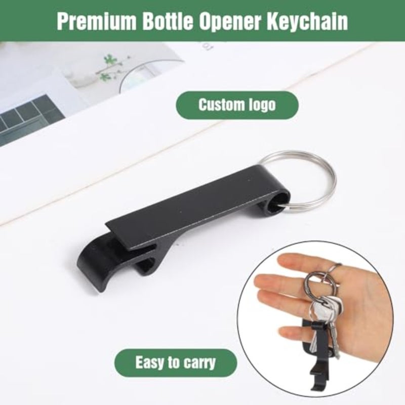 100 Pack Bottle Opener Keychain Bulk Black Metal Pocket Can Opener Key Chain Ring Wine Beer Beverage Heavy Duty Aluminum Bottle Openers Destapadores De Cerveza for Bar Bartender Wedding Party Gifts - Image 3