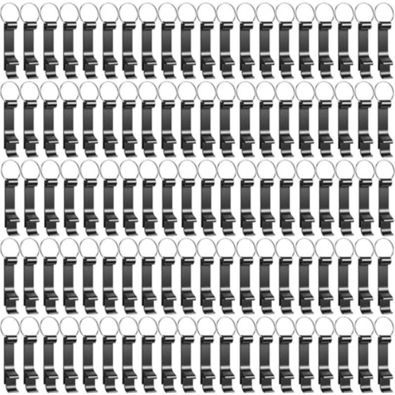 100 Pack Bottle Opener Keychain Bulk Black Metal Pocket Can Opener Key Chain Ring Wine Beer Beverage Heavy Duty Aluminum Bottle Openers Destapadores De Cerveza for Bar Bartender Wedding Party Gifts - Image 1