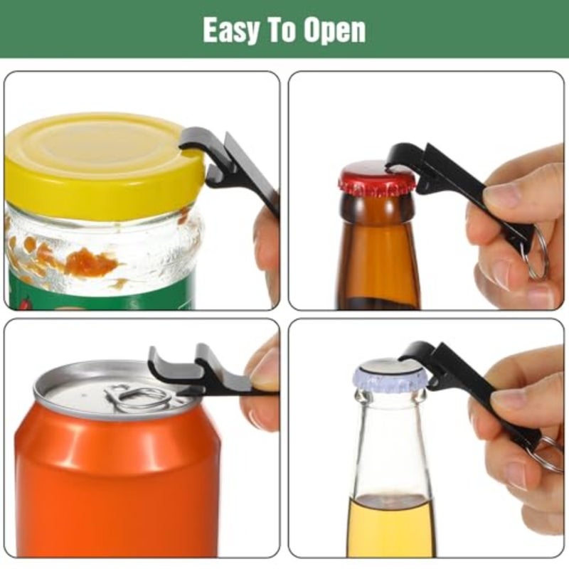 100 Pack Bottle Opener Keychain Bulk Black Metal Pocket Can Opener Key Chain Ring Wine Beer Beverage Heavy Duty Aluminum Bottle Openers Destapadores De Cerveza for Bar Bartender Wedding Party Gifts - Image 4