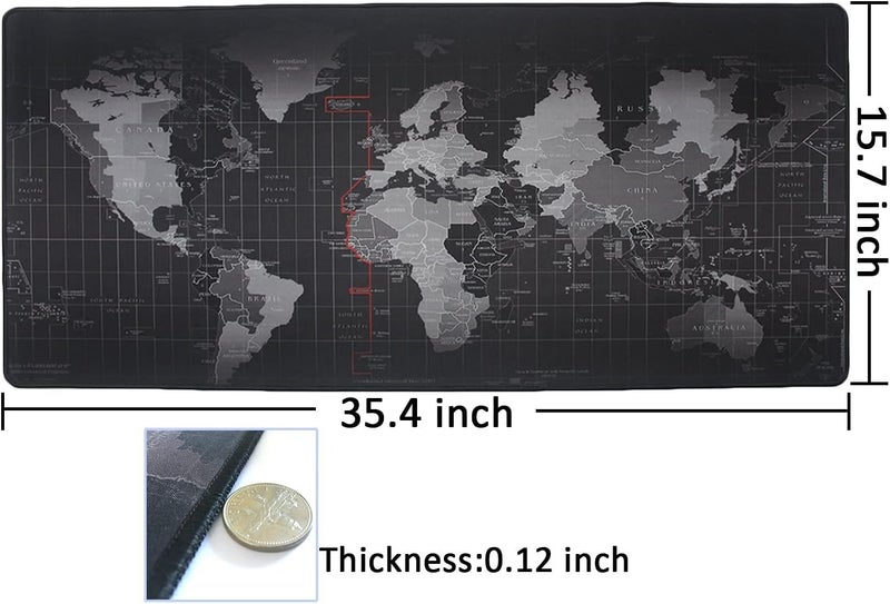 SKY-TOUCH Large Gaming Mouse Pad 900X400Mm, World Map Desk Pad Anti-Skid Rubber Base And Stitched Edges, Keyboard Mouse Mat For Gamers, Home, Office And Studio - Image 2