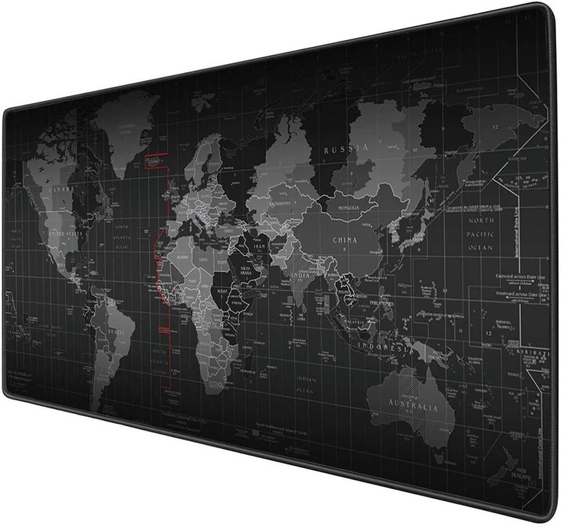 SKY-TOUCH Large Gaming Mouse Pad 900X400Mm, World Map Desk Pad Anti-Skid Rubber Base And Stitched Edges, Keyboard Mouse Mat For Gamers, Home, Office And Studio - Image 1