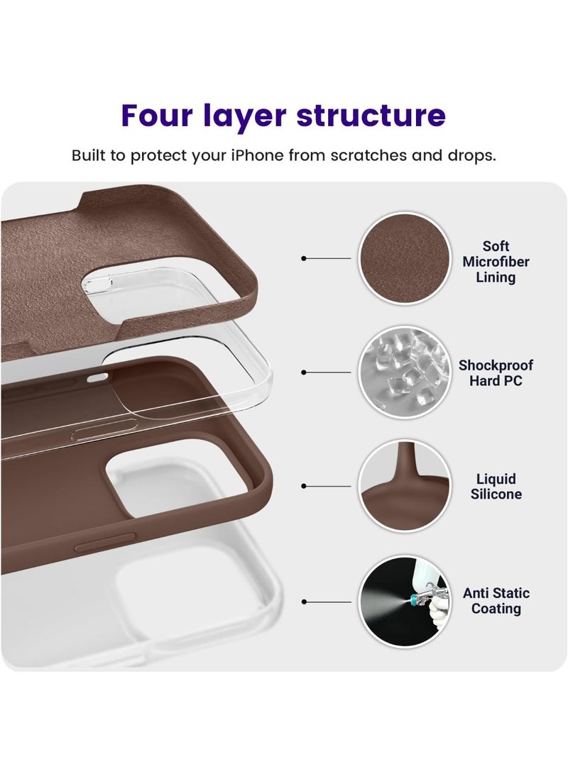 Compatible with iPhone 11 Pro Case 5.8 Inch Slim Liquid Silicone 4 Layers Soft Gel Rubber Shockproof Protective Phone Case with Anti Scratch Microfiber Lining (Brown) - Image 2