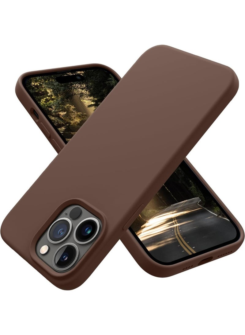 Compatible with iPhone 11 Pro Case 5.8 Inch Slim Liquid Silicone 4 Layers Soft Gel Rubber Shockproof Protective Phone Case with Anti Scratch Microfiber Lining (Brown) - Image 1
