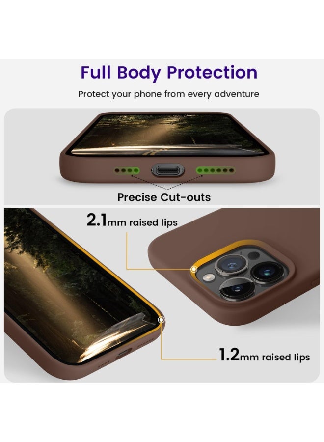Compatible with iPhone 11 Pro Case 5.8 Inch Slim Liquid Silicone 4 Layers Soft Gel Rubber Shockproof Protective Phone Case with Anti Scratch Microfiber Lining (Brown) - Image 3