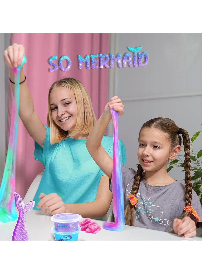 Relex Slime Kit for Kids, Mermaid Slime Making Kit, Make Your Own Slime Toys Set, DIY Fluffy Slime Kits,Make Cloud, Foam, Squishy, Glitter Slime Arts and Crafts, for Girls Boys Birthday Gift Toy - Image 5