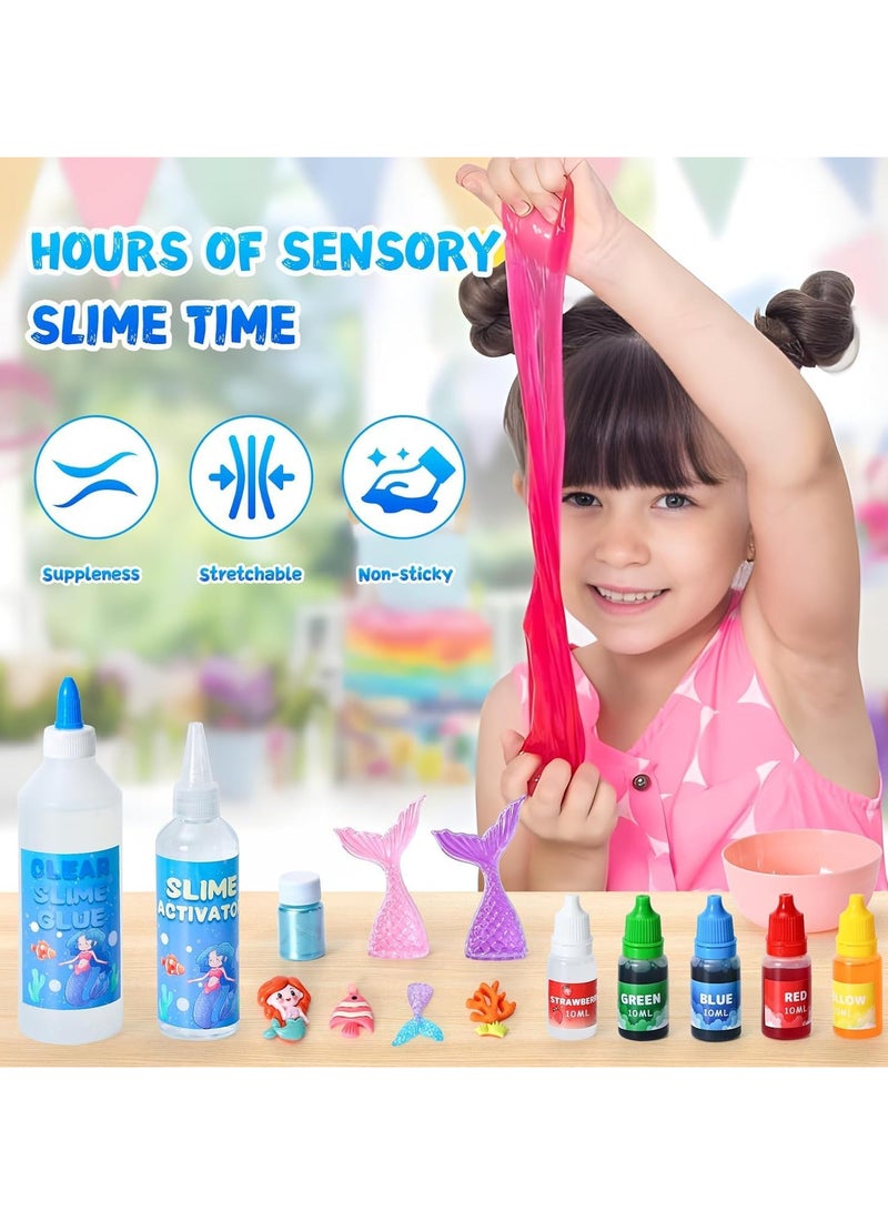 Relex Slime Kit for Kids, Mermaid Slime Making Kit, Make Your Own Slime Toys Set, DIY Fluffy Slime Kits,Make Cloud, Foam, Squishy, Glitter Slime Arts and Crafts, for Girls Boys Birthday Gift Toy - Image 2