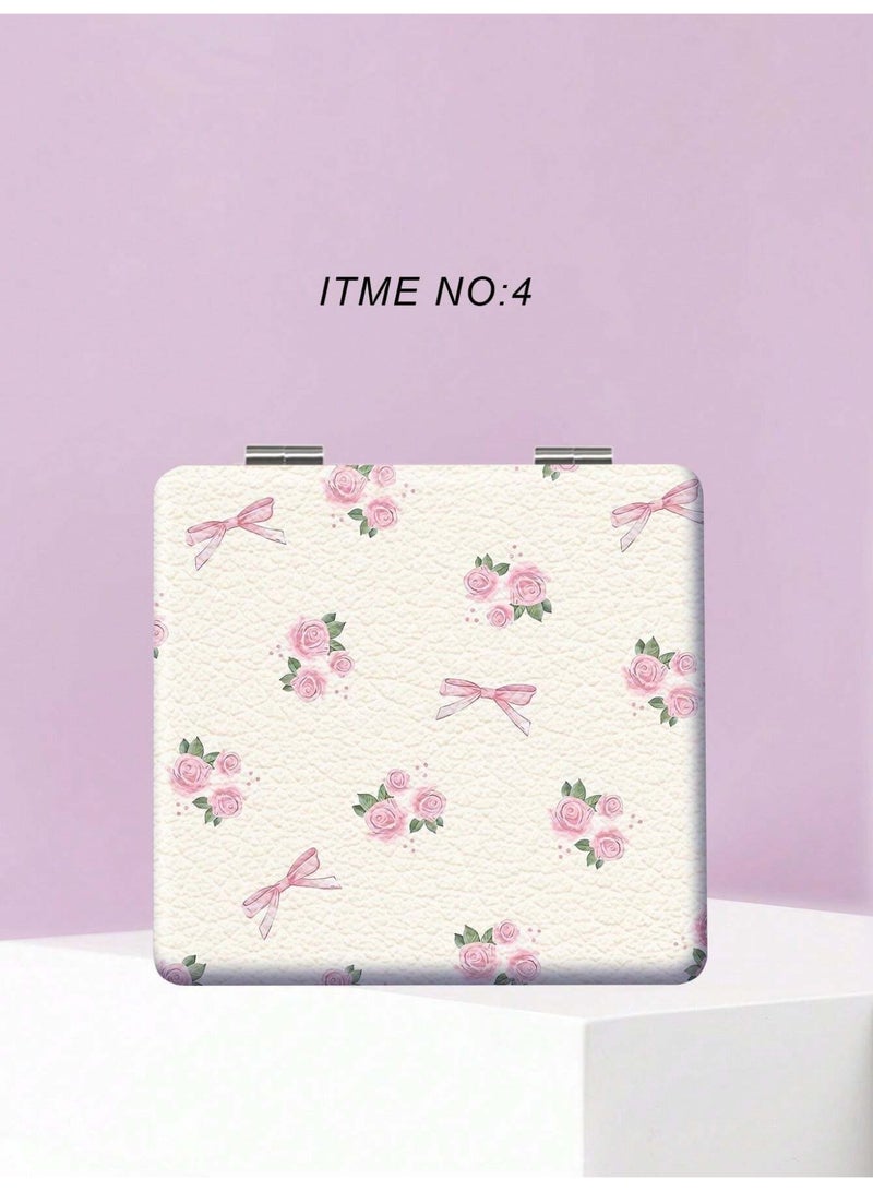 White Floral Compact Case – Embossed Rose & Bow Design