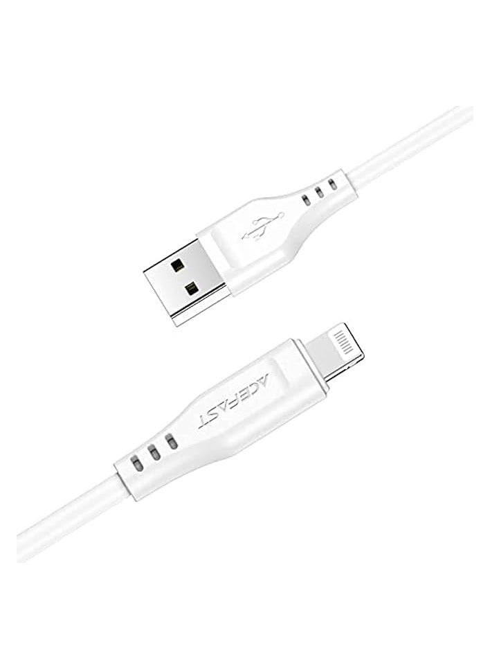 أسيفاست Acefast كابل بيانات USB-A إلى Lightning TPE للشحن بطول 1.2 متر، أبيض - Image 1