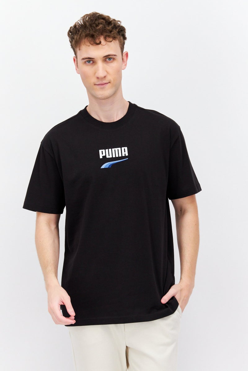 PUMA تي شيرت رجالي بقصة مريحة بأكمام قصيرة للخارج، أسود - Image 1