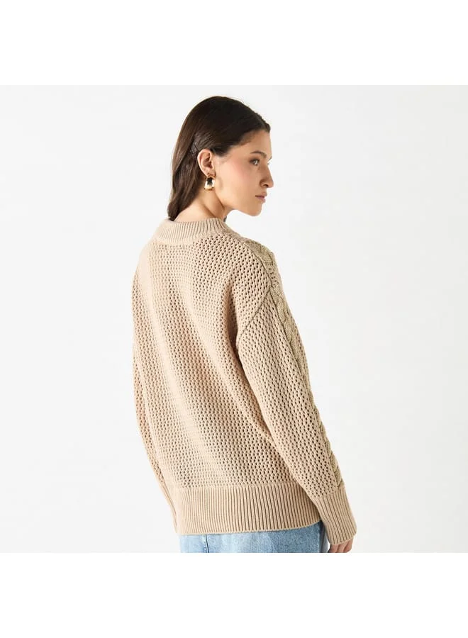 Iconic Iconic Textured Sweater with Long Sleeves