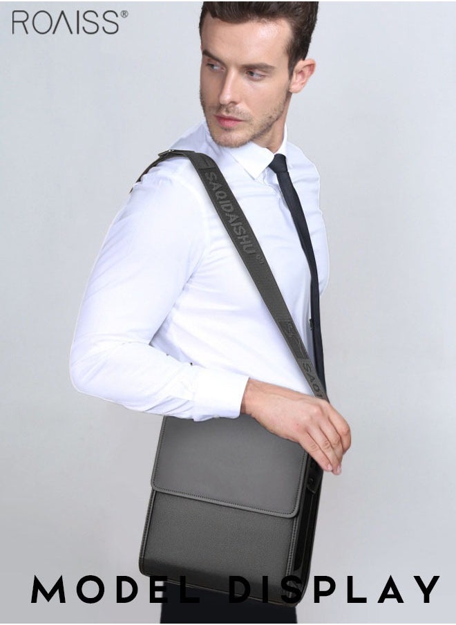 roaiss 2-Piece Pu Leather Business Flip Shoulder Bag Detachable And Adjustable Casual Crossbody Bag Durable And Waterproof Large Capacity Business Bag  - Image 2