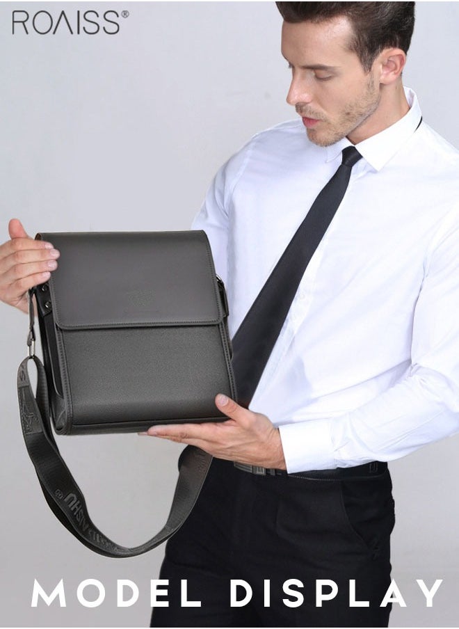 roaiss 2-Piece Pu Leather Business Flip Shoulder Bag Detachable And Adjustable Casual Crossbody Bag Durable And Waterproof Large Capacity Business Bag  - Image 4